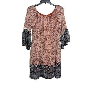 entro Peach and Black Printed Mini Dress
